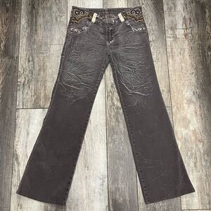 Cheviotto Western Style Colombian Jeans Gray Khaki Color Whiskering Size 7